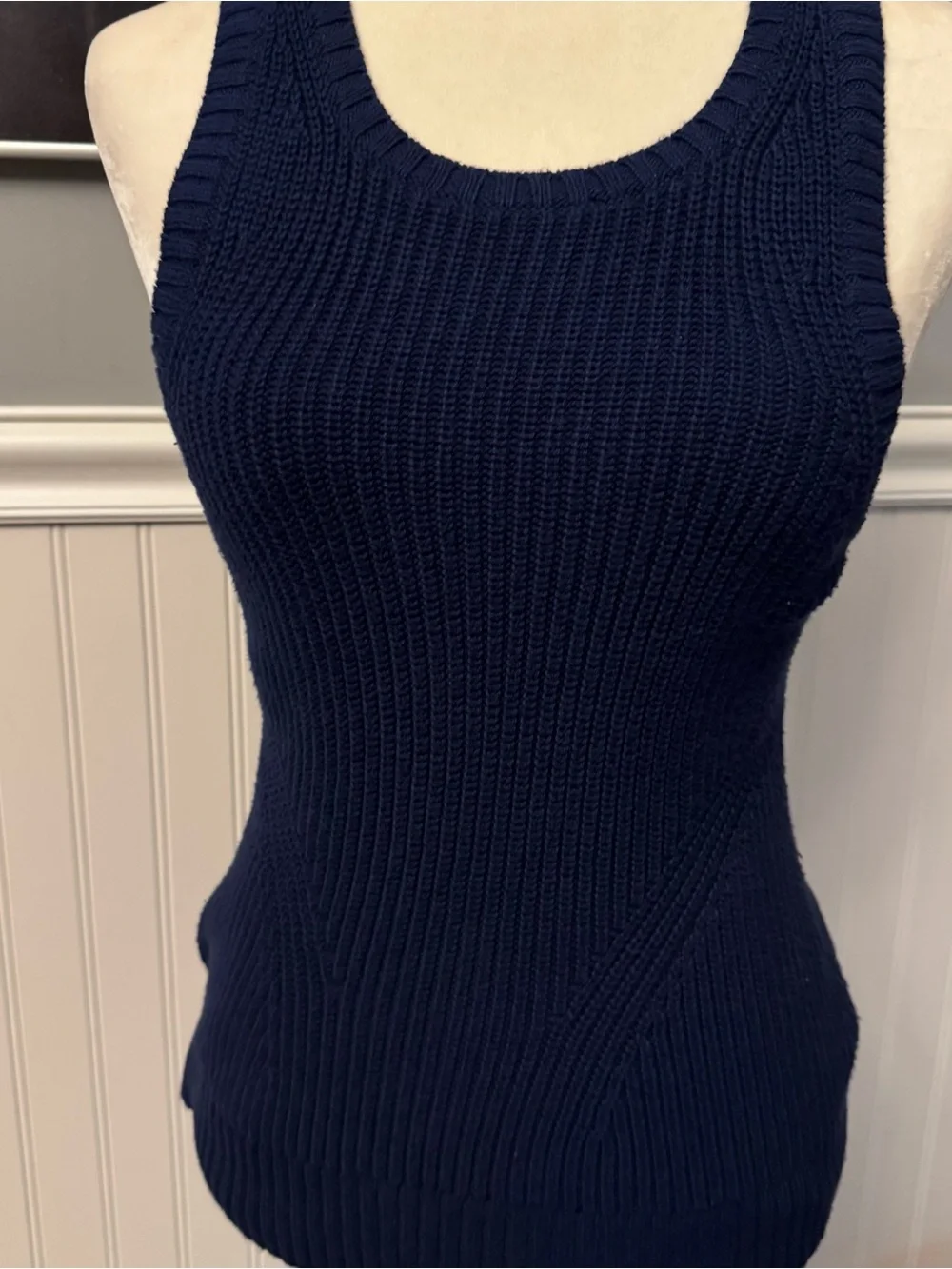 Banana Republic Navy Women’s 100% Organic Cotton Sweater Tank Top Knit Size XS